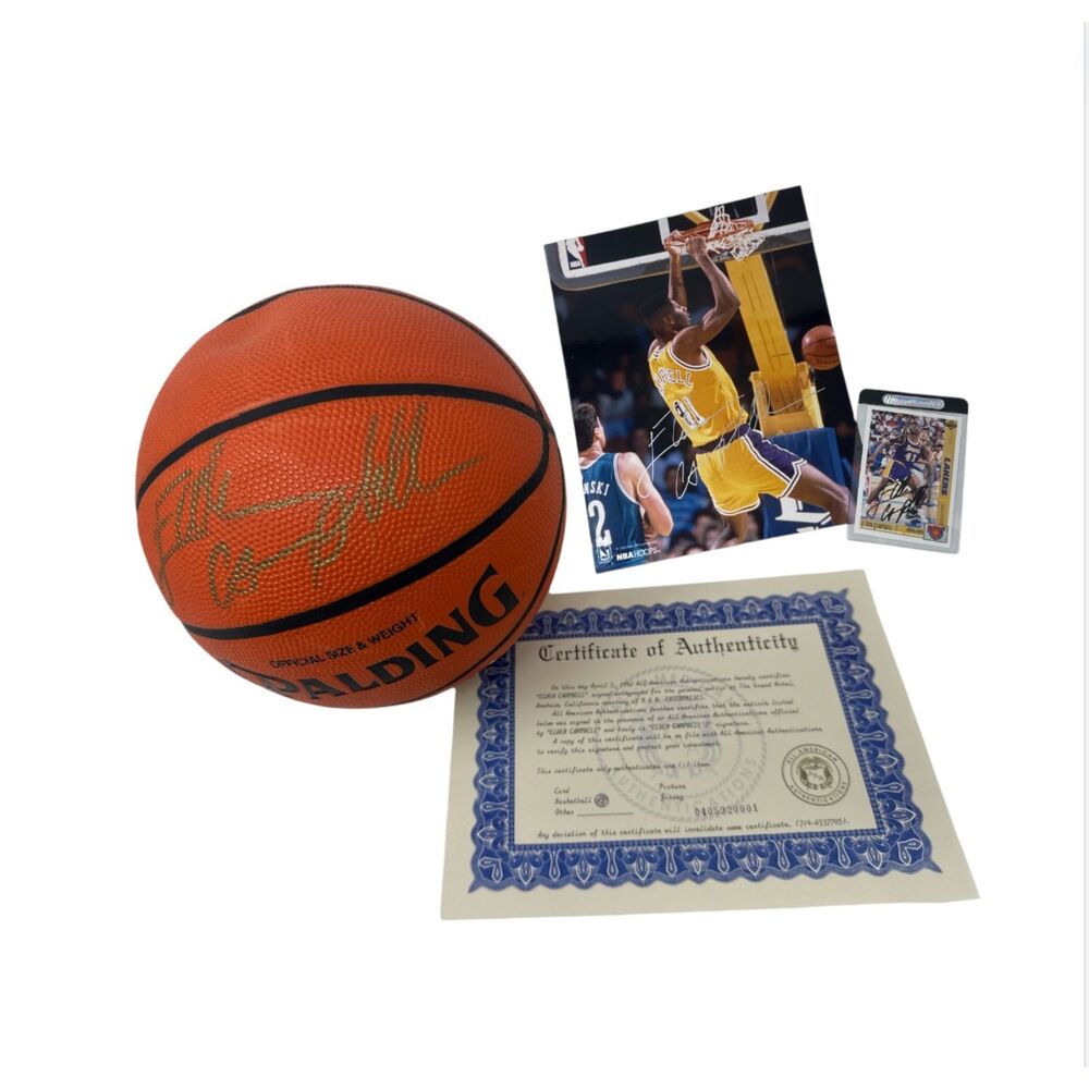 Elden Campbell Autographed basketball photo rookie basketball card signed lakers